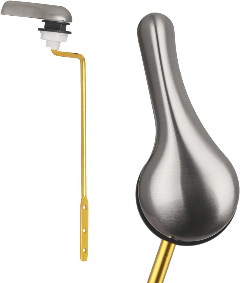 TJWODO Toilet Handle Replacement Kit - Side Mount Toilet Trip Levers with Seal Gasket and Nut, Stainless Steel Flapper Chains, Universal Replacement (Brushed Nickel) - Image 2
